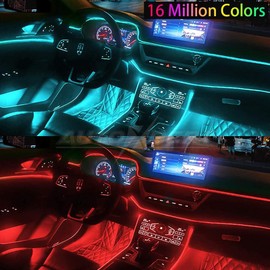 AUTOXBERT LED Interior Lighting Car Neon, 6 M/5 in 1 Car Ambient Lighting LED Strip with App Controllable, 29 Modes LED Atmosphere Light for Cars for Car Decoration, Mood Light