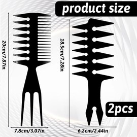 2PCS Mens Wide Tooth Comb, Double Sided Texture Comb Men Thick Combs Oil Head Hair Combs for Professional Hair Salon and Barber