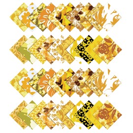 Soimoi 40Pcs Floral Artistic Print Precut Fabrics Strips Roll Up 1.5x42inches Cotton Jelly Rolls for Quilting - Yellow