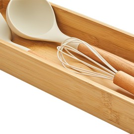 wobivcs Bamboo Drawer Organizer,16" Utensil Organizer for Kitchen, Bamboo Storage Box for Drawer.