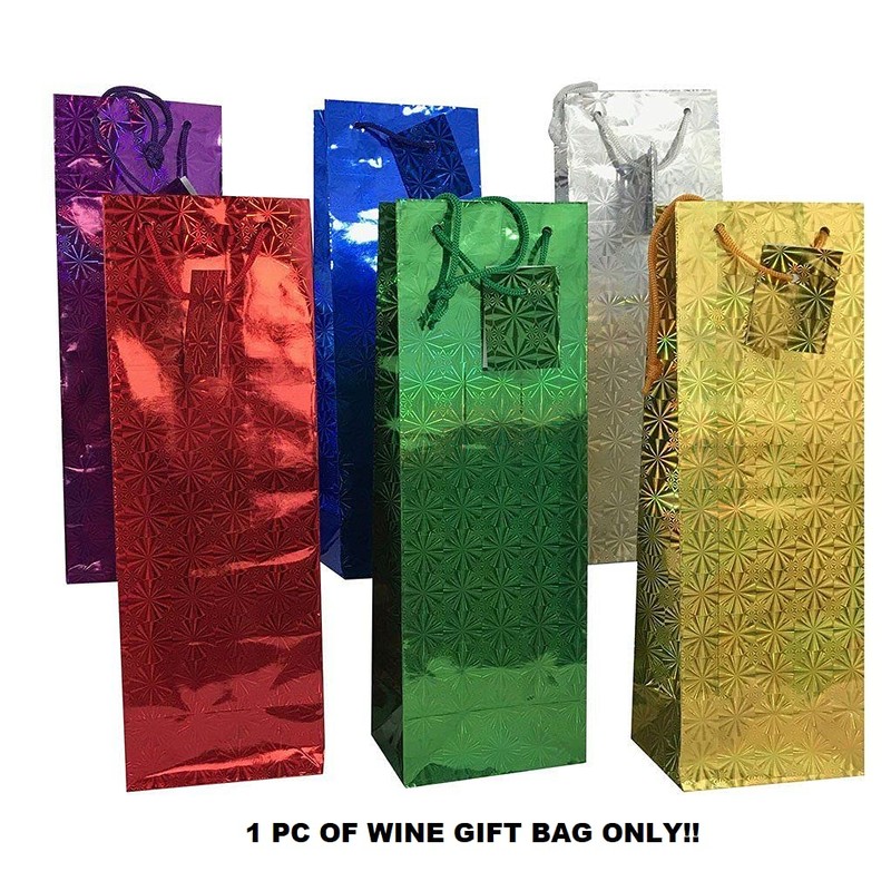 Unique Holographic Gift Bags 4-7/8"X14"-Glossy 12 per package