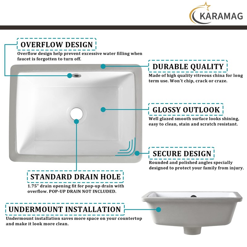 18 Inch Undermount Bathroom Sink Small Rectangle Undermount Sink White