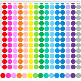 EgretLFsail Colored Dot Stickers, 3600 PCS Round Circle Labels, 1/2 Inch, 15 Colors, for Office and Classroom Organization