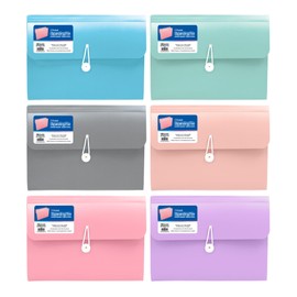 BAZIC Expanding File Folder 7 Pockets w/A-Z Tab Monthly Tabs, A4 Letter Size Plastic Pastel File Pocket Folders, Office Paper Documents Organizer, 12-Pack