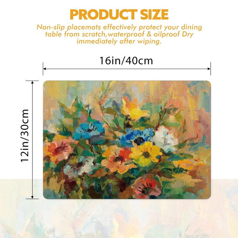 Painting Placemats Set of 6, Heat Resistant Place Mats for