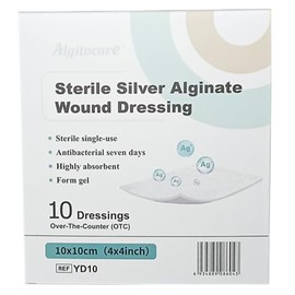Apósitos de Alginato de Plata. Caja con 10 apósitos tamaño 10x10
