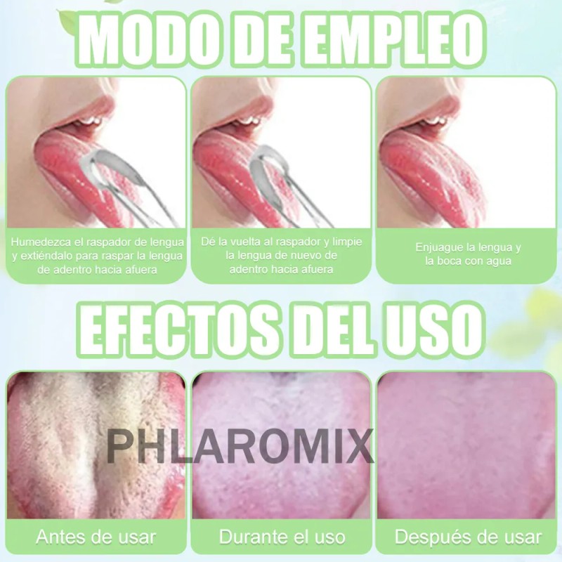 2pz Cepillo Limpiador Lengua Acero Inoxidable Oral Raspador