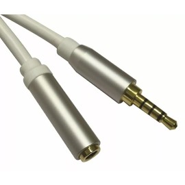 My Cable Mart 15ft Metal Shell 3.5mm 4 Conductor TRRS/3 Band + Mic/Video EXTENSION Cable