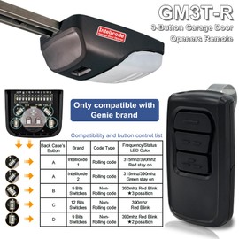 GM3T-R 3-Button Garage Door Openers Remote, Replacement for Genie Remote, Works with Genie Most Garage Door Openers Since 1995, Replacement for GM3T-BX/G3T-R/G3T-A/AT95/ACSRS, 2Pack, 5 Years Warranty