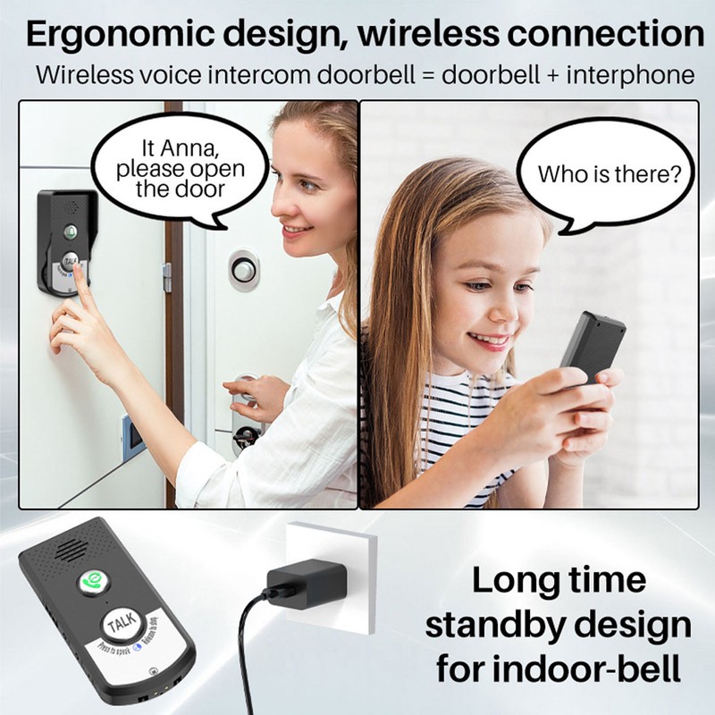 2 Way Voice Intercom IP54 Waterproof Wireless Intercom Doorbells System