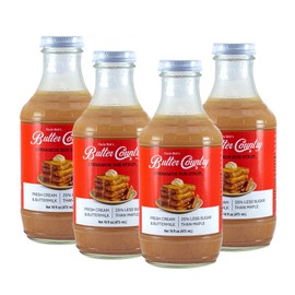 Uncle Bob's Butter Country Rich & Creamy Cinnamon Bun Flavored Buttermilk Syrup for Pancakes, Waffles, French Toast, & More, No Corn Syrup, Gluten Free, 16 fl oz Bottle/4 Pack