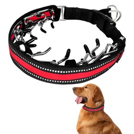 Martingale Anti-Pull Dog Collar. Reflective Anti-Lost Walking Collar for Large Medium Small Dogs. Buckle Adjustable Training Nylon Collar, Black (M)