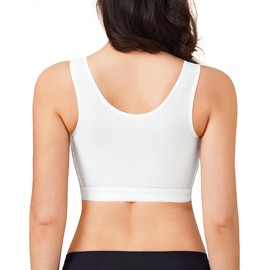 BRABIC Women's Front Closure Bra Post-Surgery Posture Corrector Shaper Tops with Breast Support Band (White, L)