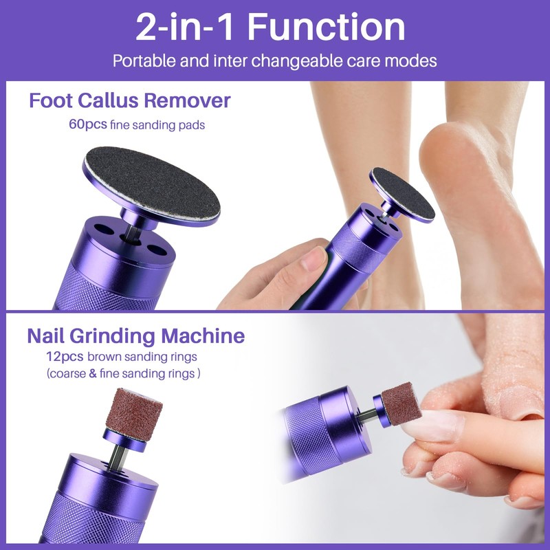 Electric Foot Callus Remover, 2-in-1 Electric Foot Filer/Nail Filer, Callus