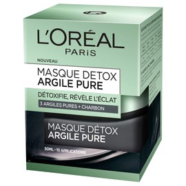 L'Oreal Paris Masque Visage Lissant Détoxifiant éclat a l'argile et au Carbon 50 ml