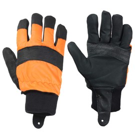 Spares2go Large Hi Visibility Chainsaw Comfort Safety Gloves - Size 10