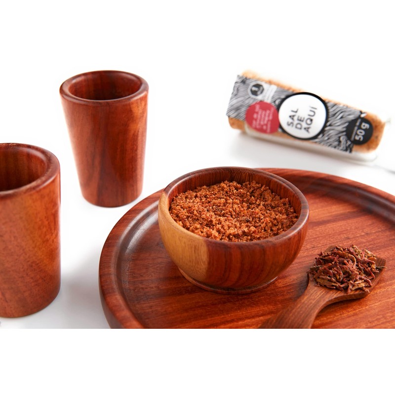 SAL DE AQUÍ - Set de 4 mezcaleros de madera