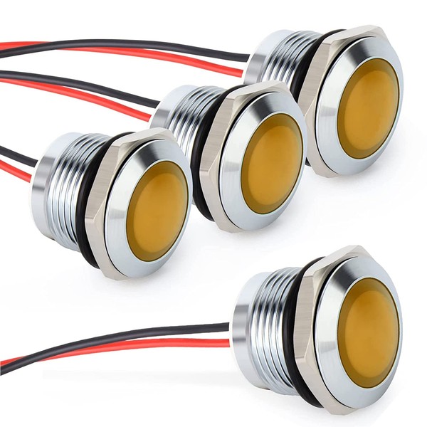 Gebildet 4pcs AC/DC 12-24V 20mA Energy Saving Indicator Metal Indicator
