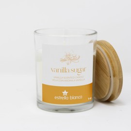Estrella Blanca Scented Candle – Vanilla Sugar, Aromatic Soy Wax, Long Lasting, 35 Hour Burn, Bamboo Top, 7 oz