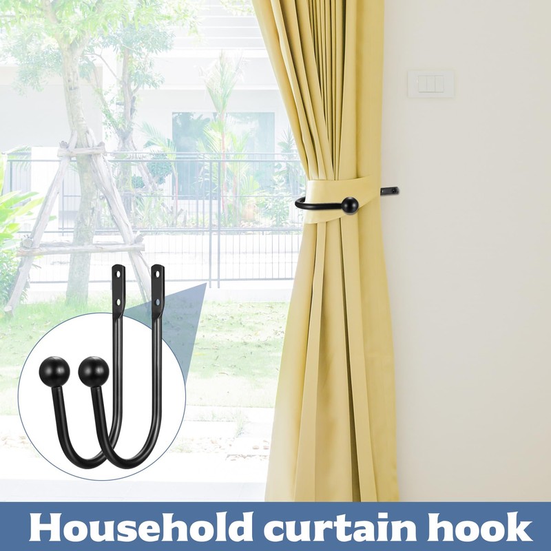 Pack of 2 Metal Curtain Tiebacks, U-Shape Curtain Holdbacks for