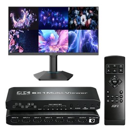 ENBUER HDMI Split-Screen Switcher, 6 Inputs, 1 Output, Multi-Viewer, 4K @ 30Hz, Supports 14 Split Modes / 6 Screens Simultaneously, Quads, Multi-View, Gaming/Surveillance Camera, IR Remote Control