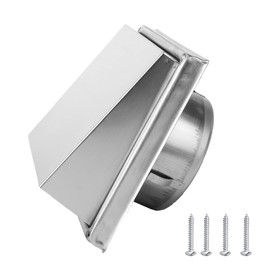 uyoyous Weather Protection Grille Stainless Steel Ventilation Grille 150 mm Stainless Steel Hood Exhaust Air Hood 184 x 184 mm Square Slat Grille for Kitchens, Bathroom Ventilation Systems