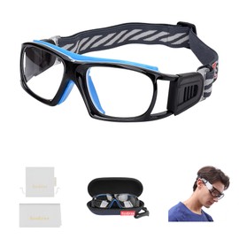 SooGree Sport Goggles Basketball Soccer Football Sports Protective Eyewear Goggles Eye Safety Glasses Men Women Racquetball Goggles Lens Replaceable (Black Frame Blue Pad)