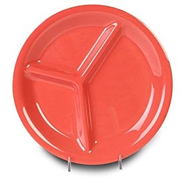 Yanco MS-710RD Mile Stone Three Compartment Plate, 10.25" Diameter, Melamine, Orange Red Color, Pack of 24