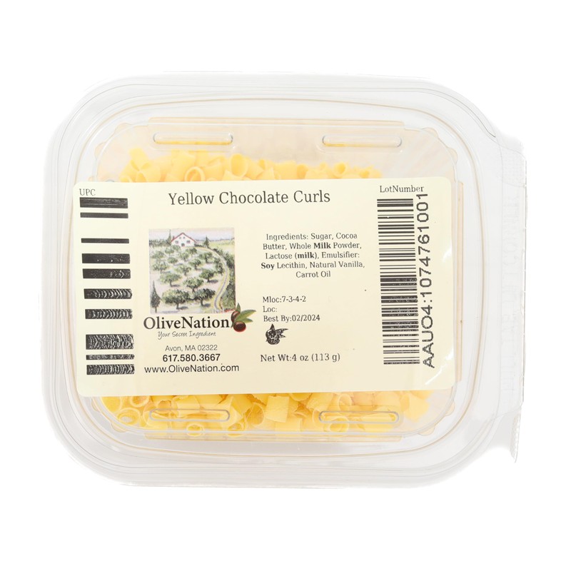 Yellow Chocolate Curls Topping, OliveNation Yellow Chocolate Curls, Edible Decoration
