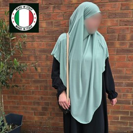 Yaqeen Jersey Khimar Diamond cut Long Hijab for Muslimah one Piece Headscarf Lycra Prayer Dress Muslim Shawls (Pistachio)