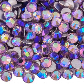 Blinginbox Flat Back Crystal Rhinestones Round Gems for Nail Art and Craft Glue Fix,Lt.Amethyst AB (6.4-6.6mm) SS30/288pcs