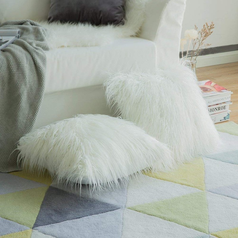 Ewolee Set of 2 Plush Cute Nordic Long Fur Girly