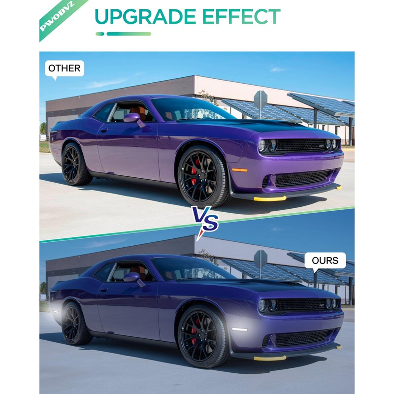PWOBVZ Dynamic White Side Marker Lights for Dodge Challenger 2015-2023,