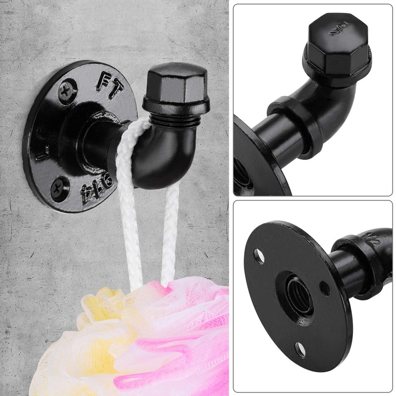 Pynsseu Industrial Pipe Hooks 3 Pack, Pynsseu Iron Robe and