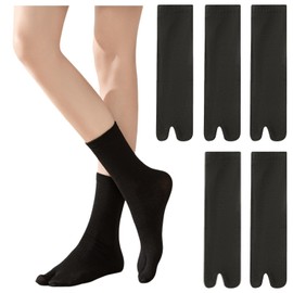 Qzkouma FEND-45 Women's 2 Toe Socks, 5-Pair Set, Cotton Blend, Crew Socks, Socks, Tabi Socks, Short Socks, Black
