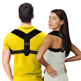 Corrector de Postura para Hombres y Mujeres, Faja Soporte de Espalda para corregir la posición de cuello y hombros, Alivio de dolor cervical, dorsal y lumbar, Negro