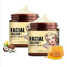 2 piezas de sargo de ternera batida y bálsamo de miel, humectante facial de seba, sarga de res para la piel, crema facial con acabado de pasto alimentado con hierba, hidrata y nutre la piel