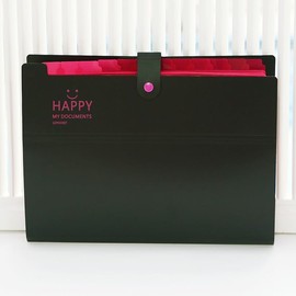 Meekye Expanding File A4 with 12 Compartments and 16 Labels Document Folder A4 Organiser System Document Organiser for Home, Office, School, Receipts and Travel, Black