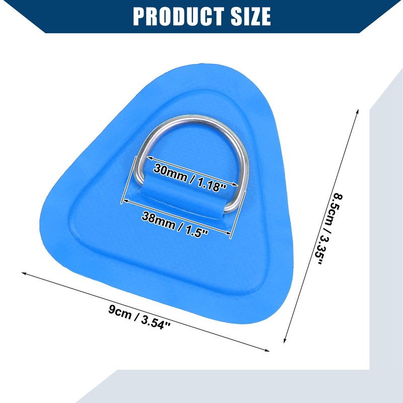 Hihaha D Ring Patch PVC Triangle Shape Blue for Kayak