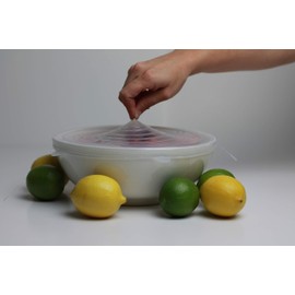 Silicone Stretch Lids Reusable Food Covers, 7-pack (Exclusive Jumbo Super-Size) Stretchable to fit various shapes & sizes. Freezer, Microwave, Dishwasher. Heat Resistant, Reusable.