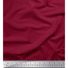 Soimoi Red Velvet Fabric Burgundy Dark Tone Color Fabric Prints by Metre 58 Inch Wide