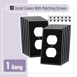 Bates- Black Outlet Covers - 10 Pack Duplex Receptacle Covers, Wall Outlet Cover, Electric Outlet Cover Plate