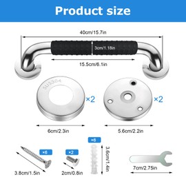 2 Stück 40cm Haltegriffe Für Senioren，304 Edelstahl Badezimmer Haltegriff Duschgriffe für Wandmontage wc Bad Rutschfest, Toilettengriffe für Senioren und Menschen mit Behinderung