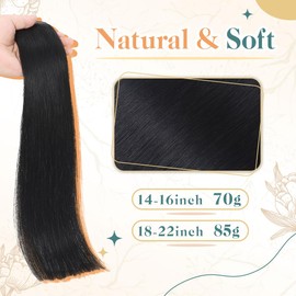 Sindra Wire Hair Extensions Real Human Hair Jet Black Wire Hair with Transparent Lines Human Hair Extensions 18Inch 85g Invisible Wire Human Hair Extensions Remy Human Hair Wire18#1