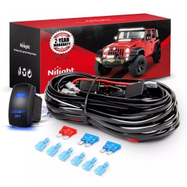 Nilight 16AWG LED Light Bar Wiring Harness Kit 12V On/Off Rocker Switch Panel - 16AWG Wiring Harness-3 Leads