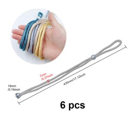 UMCHU Pack of 6 Braided Curtain Tie Rope Belt Bead Curtain Tieback 40 cm for Living Room Bedroom Cafe (Silver Grey)