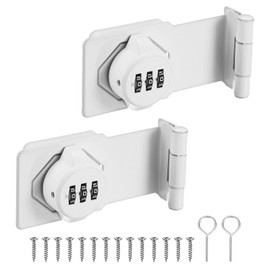 M METERXITY 2-Pack Keyless Combination Lock, 3.5" Zinc Alloy Mechanical Password Twist Knob Hasp Locks Latch, 90 Degree Barn Door Lock for Cabinet/Closet/Garage/Drawers/Garden [White]