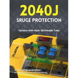 PLUGTUL Heavy Duty Surge Protector 20Amp | 6FT Metal Power Strip with 8 Outlet, NEMA 5-20P to NEMA 5-15/20R, 12/3 AWG, 2040Joules, Industrial Wall Mount, ETL Listed