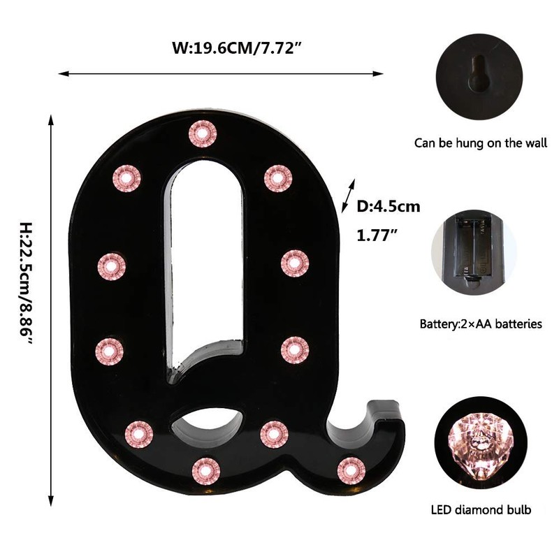 LED Black Alphabet Marquee Letters Sign Light Up Marquee Number