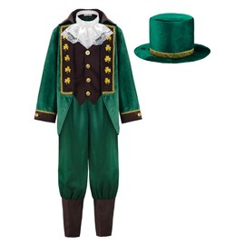 ReliBeauty Leprechaun Costume for Kids St Patricks Day Dress Up Green,140